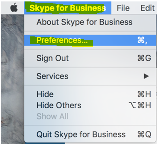 menu bar for skype in mac
